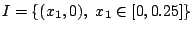 $ I = \left\{ (x_1,0), \ x_1 \in [0,0.25] \right\}$